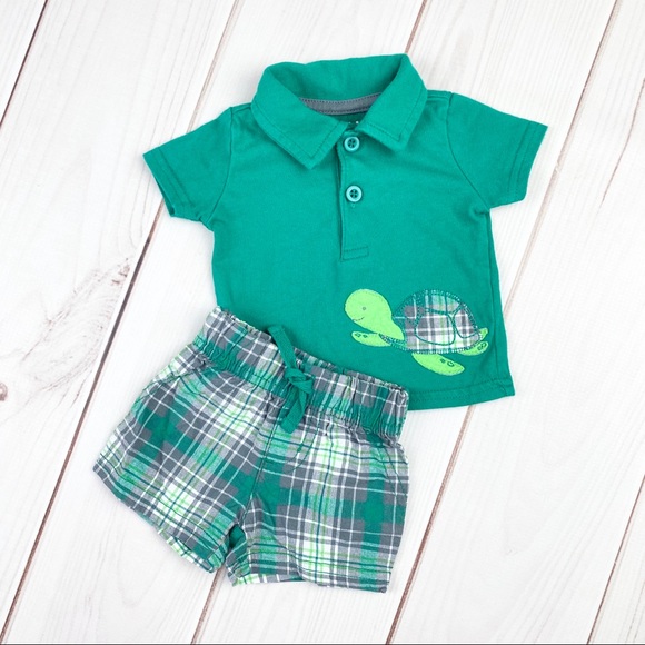 Carter's Other - *$6 Bundled* Carter’s | 2-Piece Plaid Turtle Set